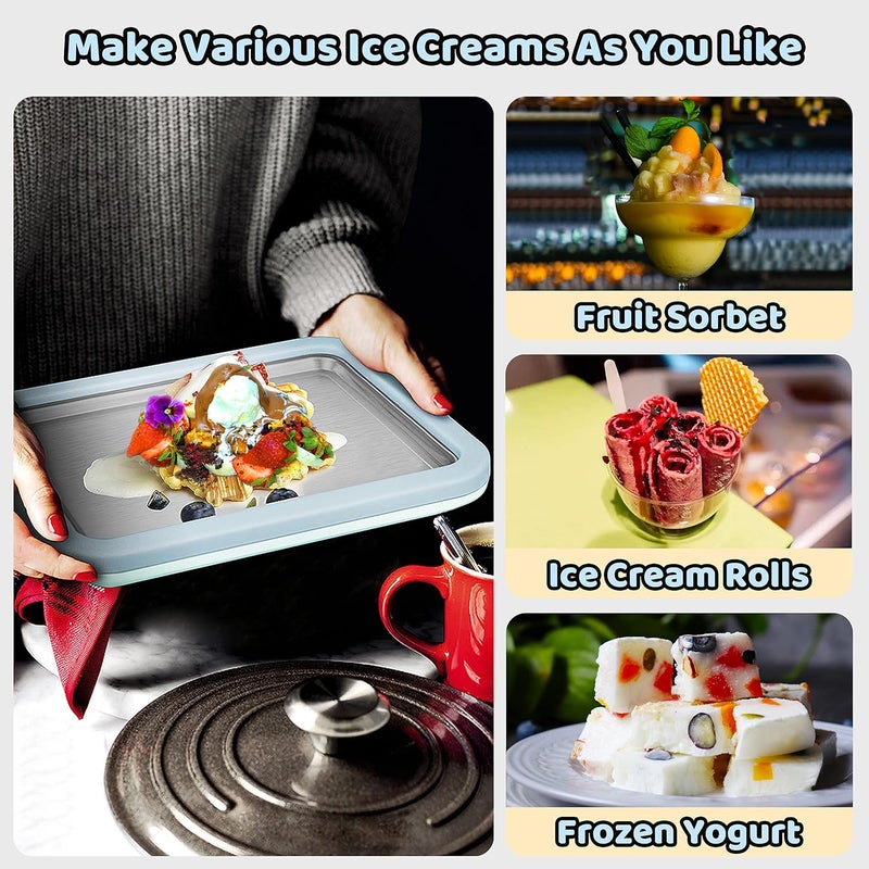 JoyMech Ice Cream Roll Maker Rolled Ice Cream Machine, Sweet Spot Pan, Instant Cold Plate, Ideal for Making Rolled Ice Cream Soft Serve Slushies Frozen Yogurt Sorbet and Gelato (Sky Blue) - Image 2